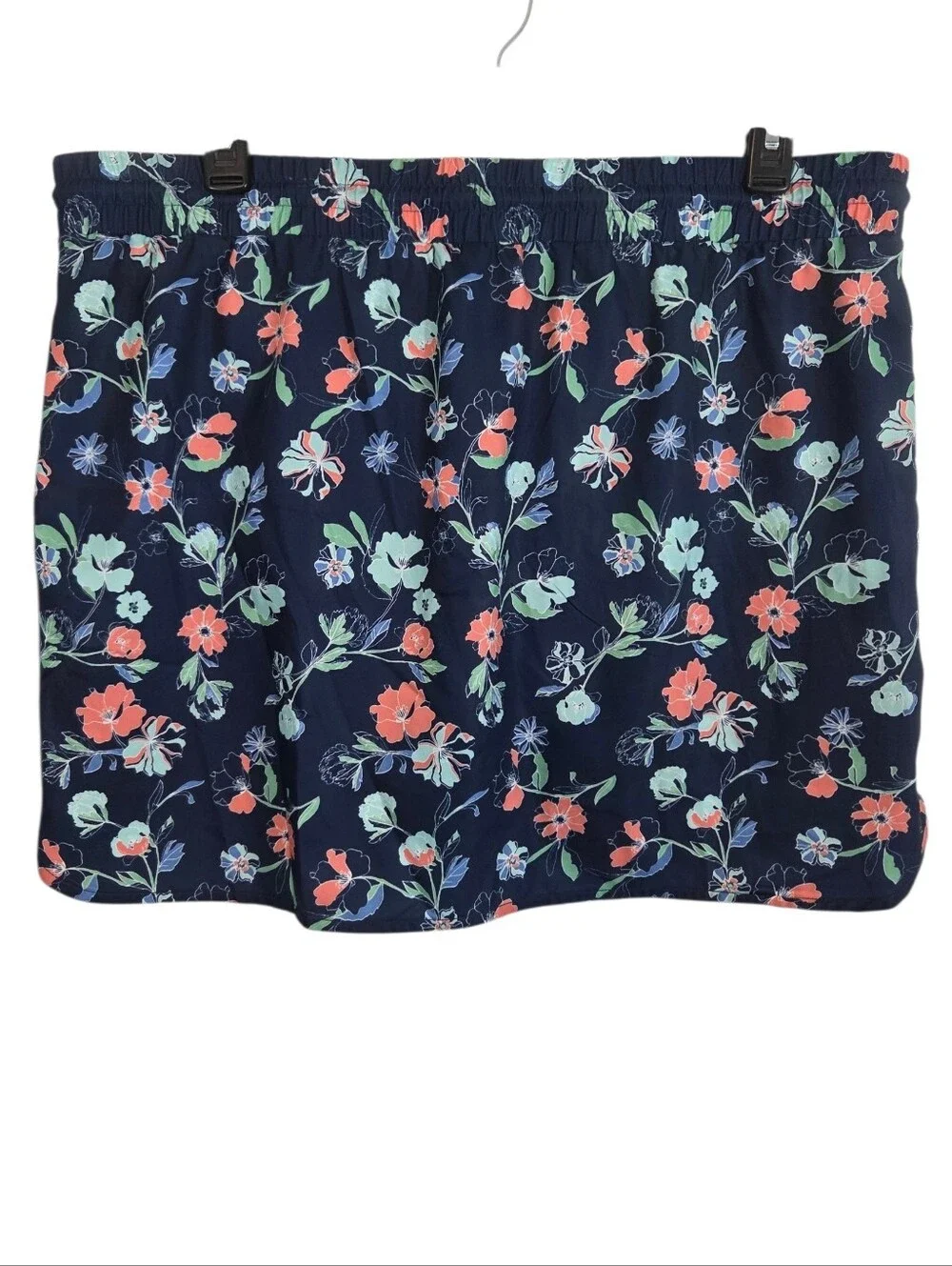 St. John's Bay Floral Navy Drawstring Activewear Skort Size XXL ~ Pre-Owned